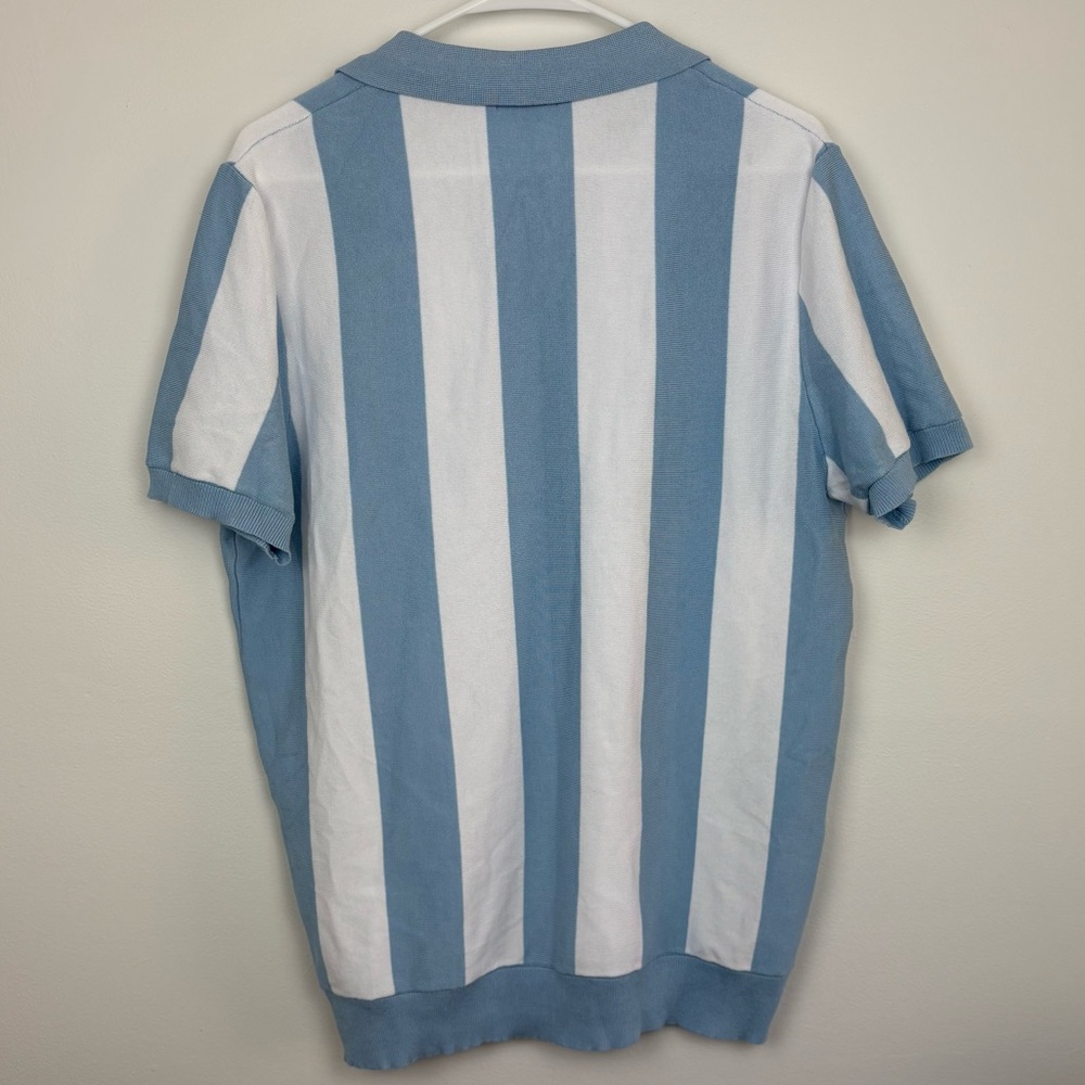 Coofandy Vertical Stripe Polo Shirt in Light Blue & White size Large casual - Picture 5 of 10